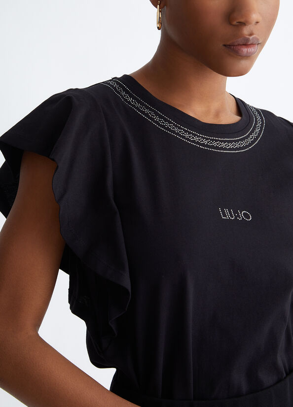 Liu Jo Eco-Friendly With Gemstones Women's Tops Black | QZX-456923