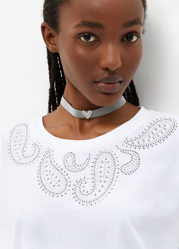 Liu Jo Eco-Friendly With Gemstones Women's Tops White | WCI-716094