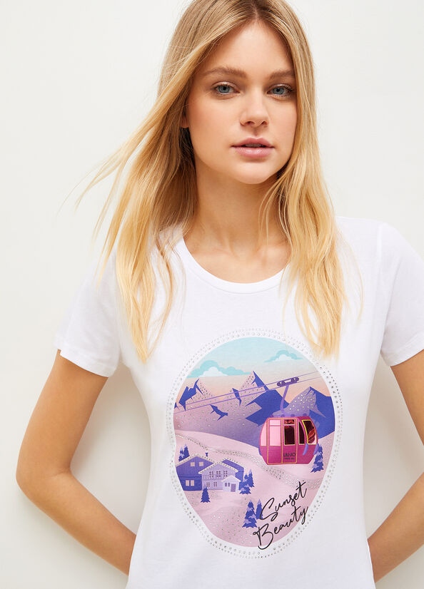 Liu Jo Eco-Friendly With Graphic Print Women's T Shirts Blue | TGN-653891