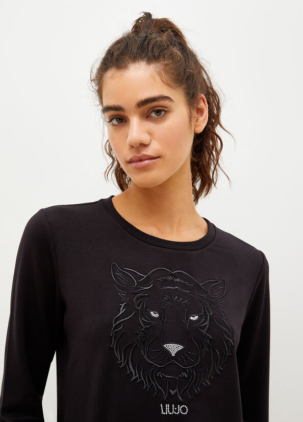 Liu Jo Eco-Friendly With Lion Women's Sweatshirts Black | GLW-094321