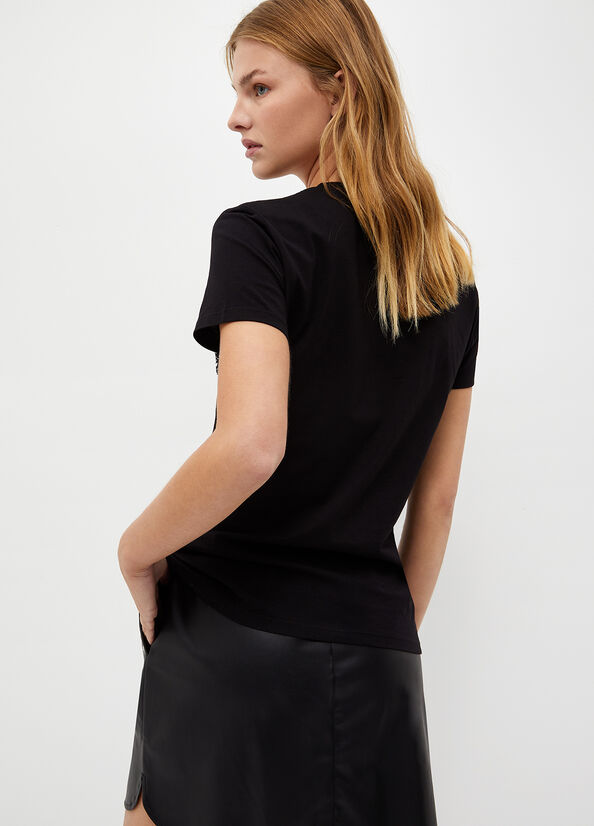 Liu Jo Eco-Friendly With Logo Women's Tops Black | EIT-748692