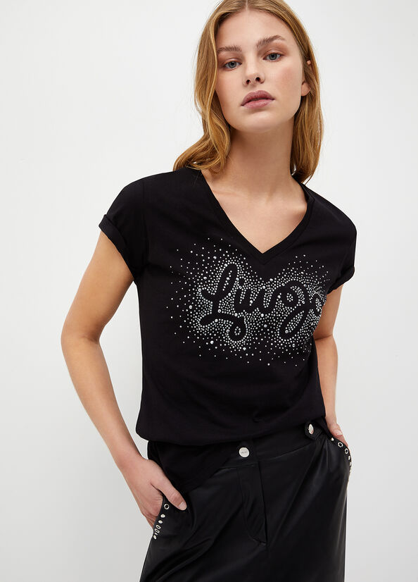 Liu Jo Eco-Friendly With Logo Women\'s Tops Black | EIT-748692