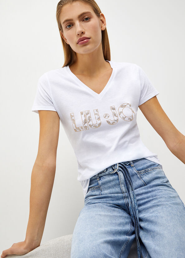 Liu Jo Eco-Friendly With Logo Women's Tops White | JTX-138507