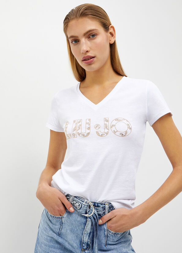 Liu Jo Eco-Friendly With Logo Women\'s Tops White | JTX-138507