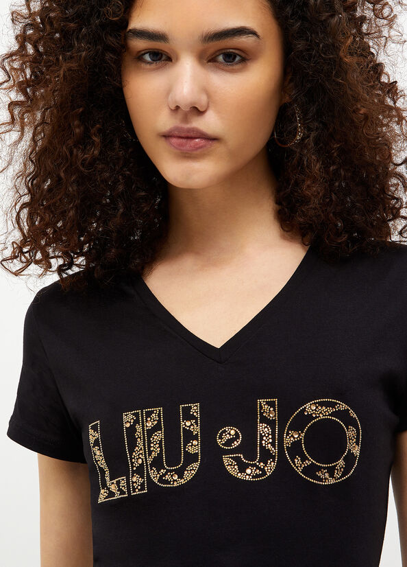 Liu Jo Eco-Friendly With Logo Women's Tops Black | MAT-362485