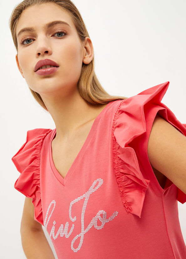 Liu Jo Eco-Friendly With Logo Women's Tops Red | TGL-947328