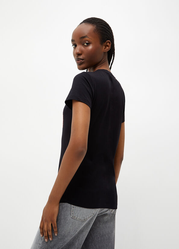 Liu Jo Eco-Friendly With Logo Women's Tops Black | UHV-079568