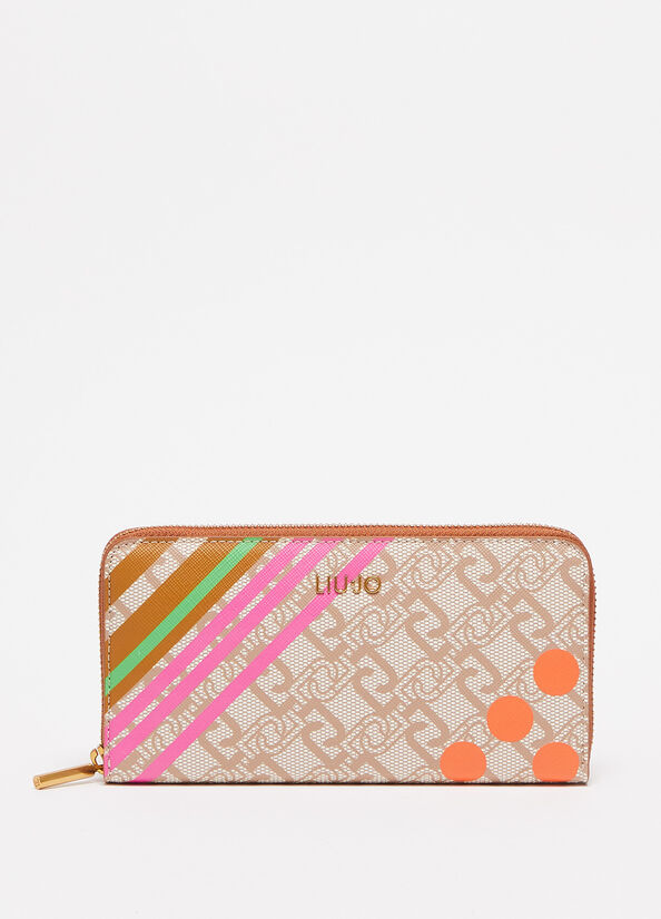 Liu Jo Eco-Friendly With Print Women\'s Wallets Beige | HVG-843759