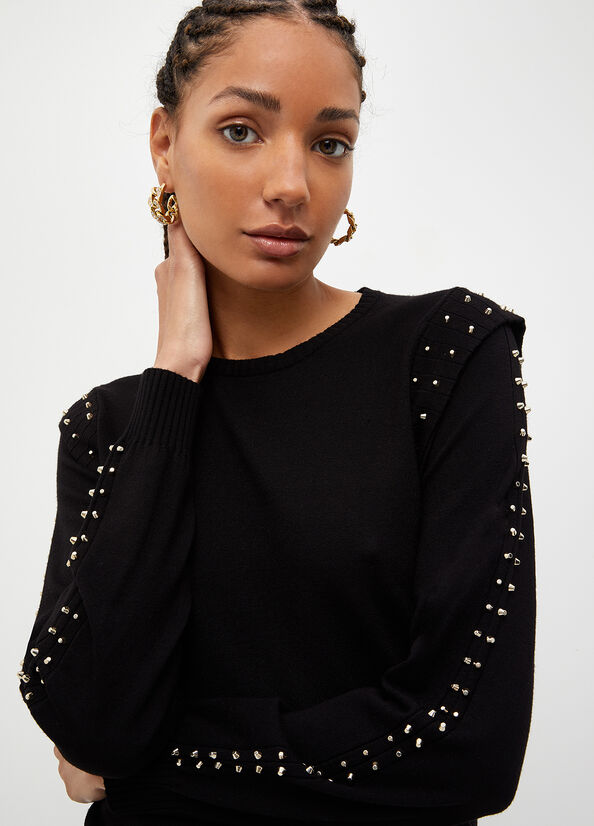 Liu Jo Eco-Friendly With Studs Women's Sweaters Black | ODX-084976