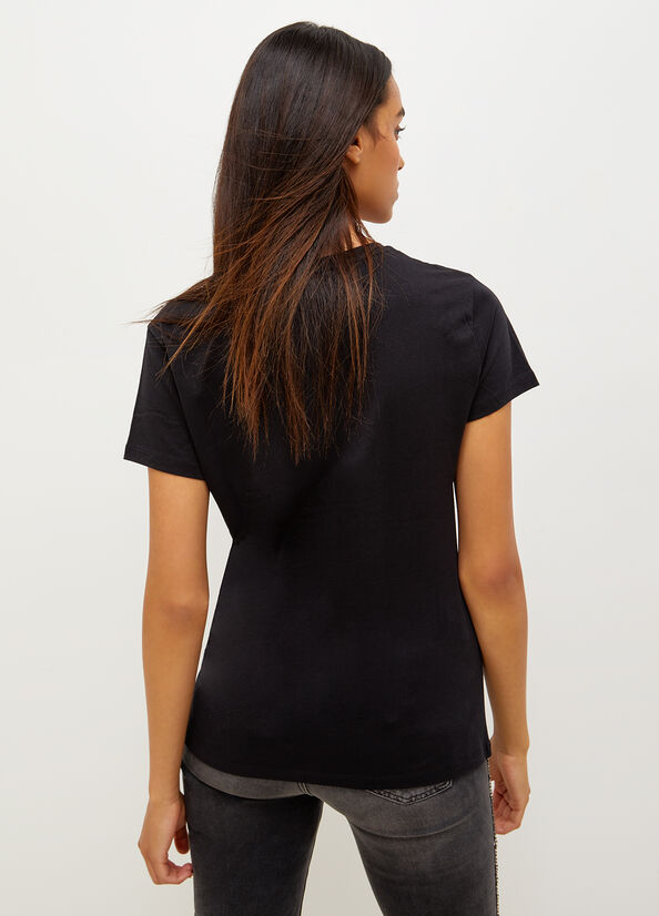 Liu Jo Eco-Friendly Women's T Shirts Black | SEQ-786235