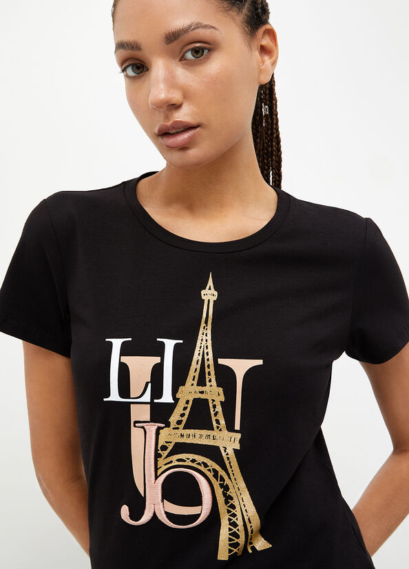 Liu Jo Eco-Friendly Women's T Shirts Black | SVZ-902314