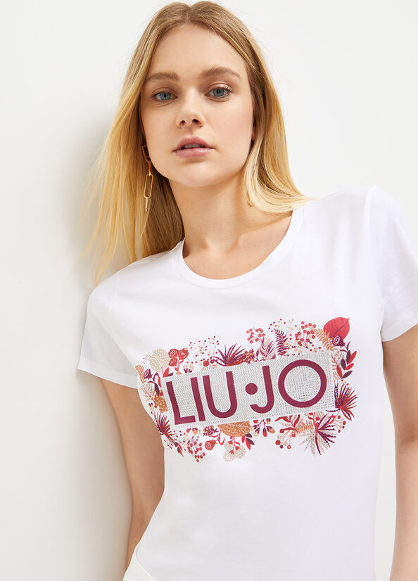 Liu Jo Eco-Friendly Women's T Shirts White / Red | YHL-180354