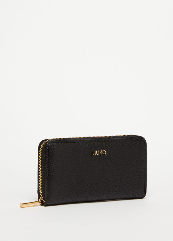 Liu Jo Eco-Friendly Zip-Around Women's Wallets Black | SBE-820634