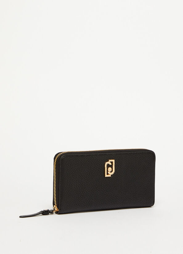 Liu Jo Eco-Friendly Zip-Around Women's Wallets Black | WFN-742530