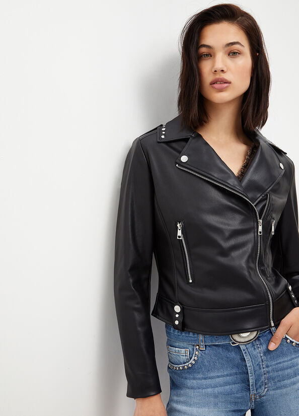 Liu Jo Fabric Biker Women's Jackets Black | UYV-420875