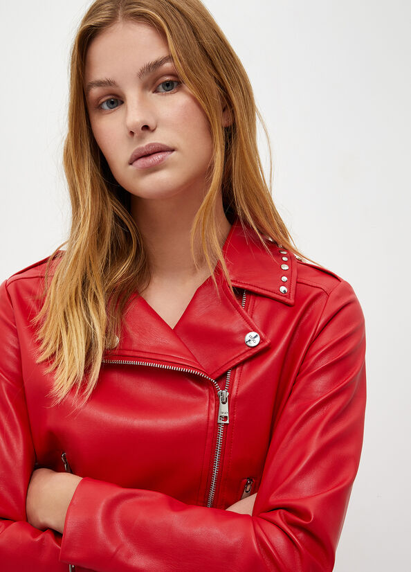 Liu Jo Fabric Biker Women's Jackets Red | RPI-791068