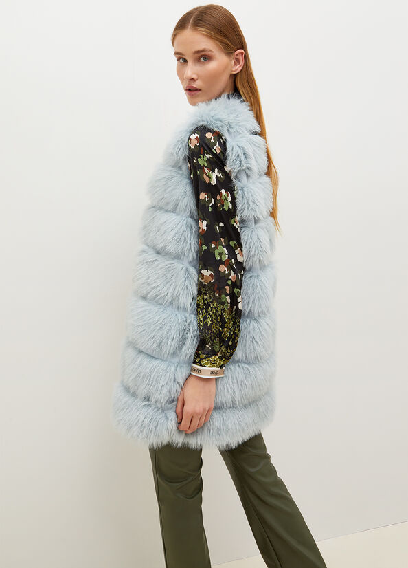 Liu Jo Faux Fur Gilet Women's Jackets Light Blue | NHG-471583