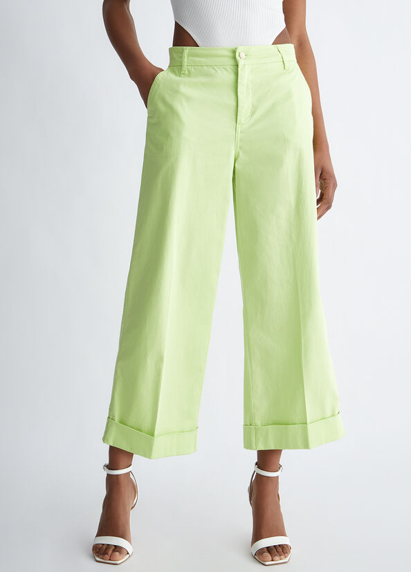 Liu Jo Flared Cropped Women\'s Pants Green | LVD-285417