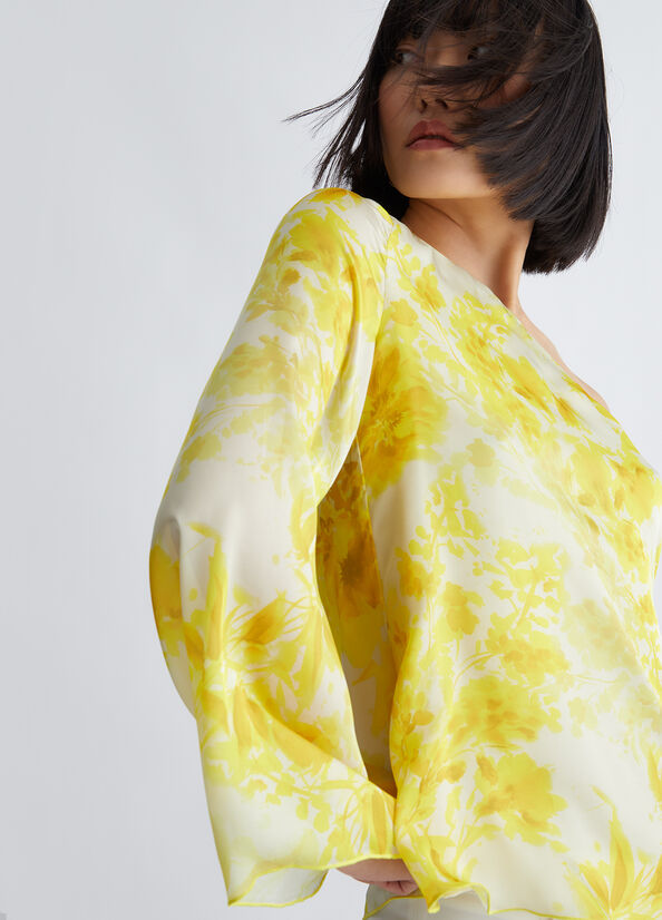 Liu Jo Floral Blouse Women's Shirts Yellow | WUZ-947231