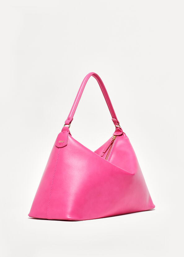 Liu Jo Genuine Leather Large Hobo Women's Crossbody Bags Fuchsia | EHC-084675