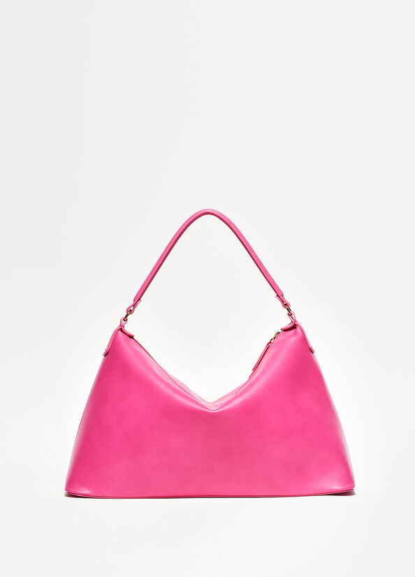 Liu Jo Genuine Leather Large Hobo Women's Crossbody Bags Fuchsia | EHC-084675