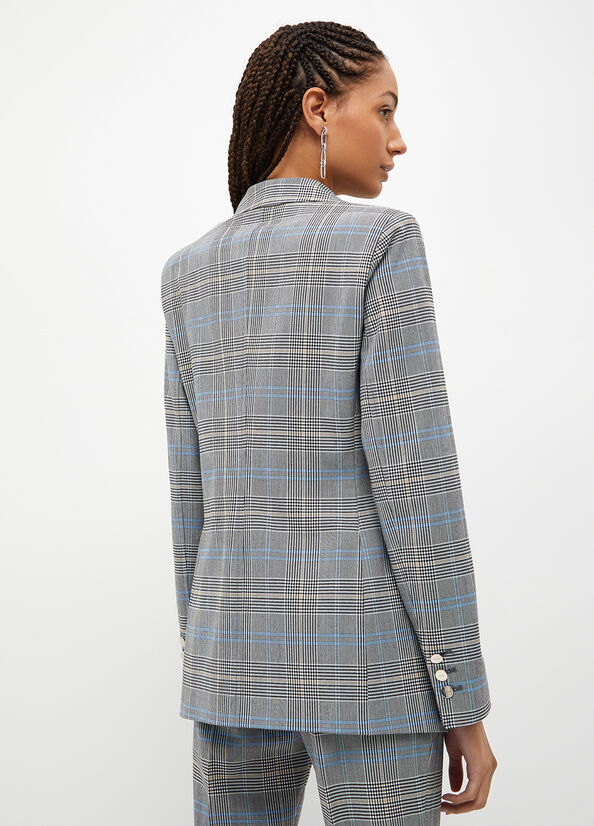 Liu Jo Glen Plaid Blazer Women's Jackets Grey | SUA-574839