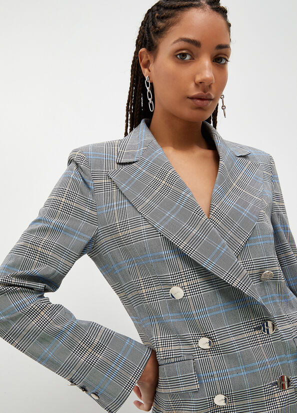 Liu Jo Glen Plaid Blazer Women's Jackets Grey | SUA-574839