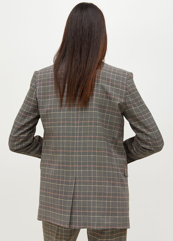 Liu Jo Glen Plaid Blazer Women's Jackets Grey | WRK-163059