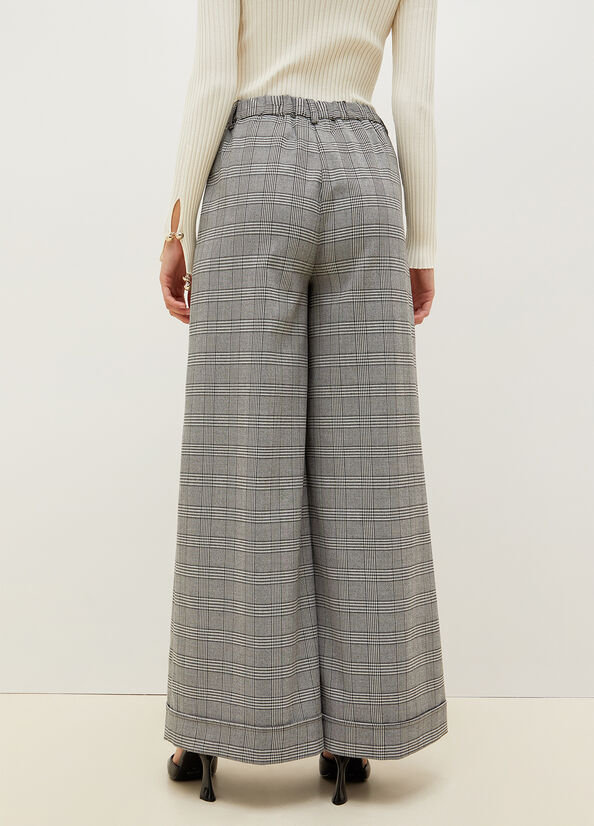 Liu Jo Glen Plaid Palazzo Women's Pants Grey | OMT-805437