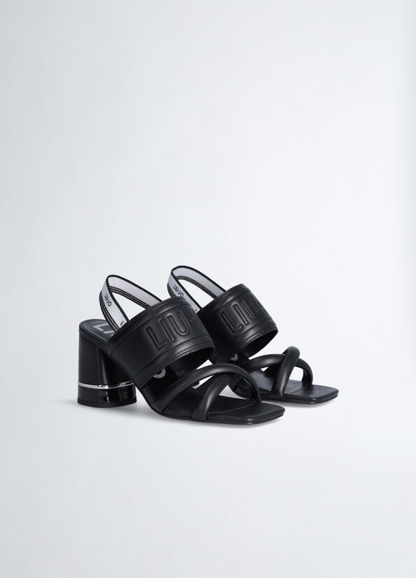 Liu Jo Heeled With Maxi Logo Women's Sandals Black | NST-179240