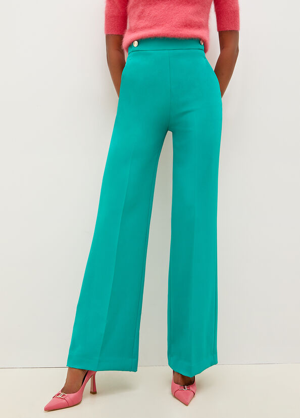 Liu Jo High-Rise With Buttons Women\'s Pants Turquoise Green | VAM-216905