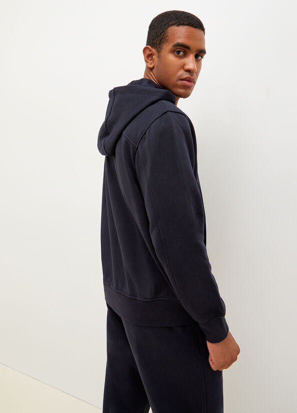 Liu Jo Hooded With Zip Men's Sweaters Dark Blue | UGB-284576