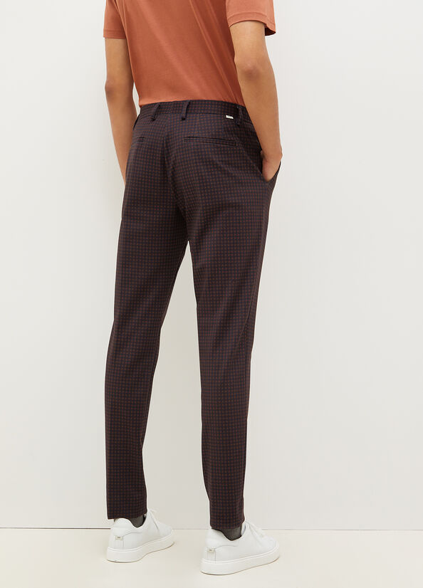 Liu Jo Houndstooth Chinos Men's Pants Dark Blue / Brown | MRY-917543