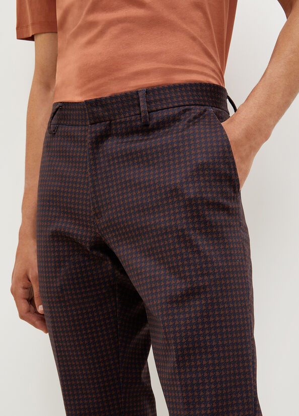 Liu Jo Houndstooth Chinos Men's Pants Dark Blue / Brown | MRY-917543