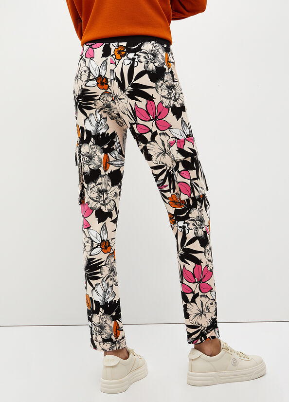 Liu Jo Jogging With Floral Print Women's Pants Pink | UDM-476083