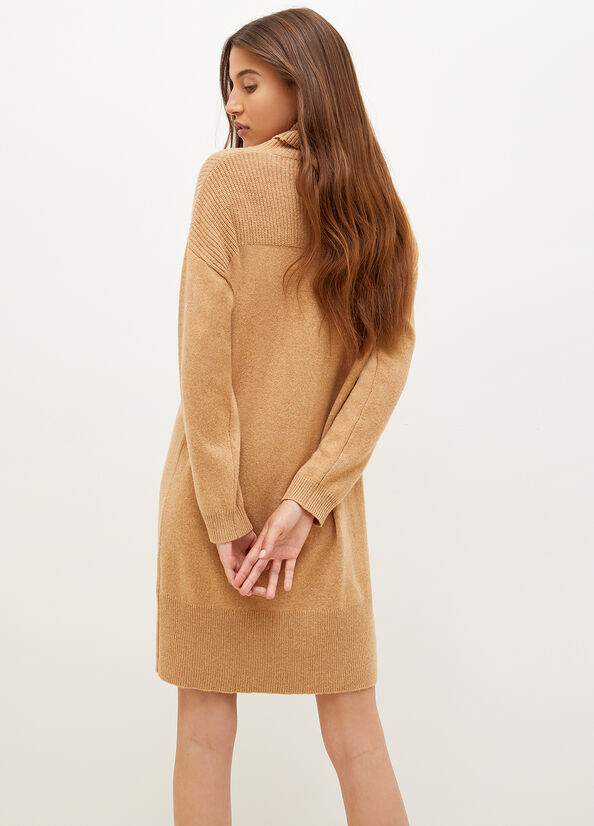 Liu Jo Knit Turtleneck Women's Dress Brown | ZXP-965401