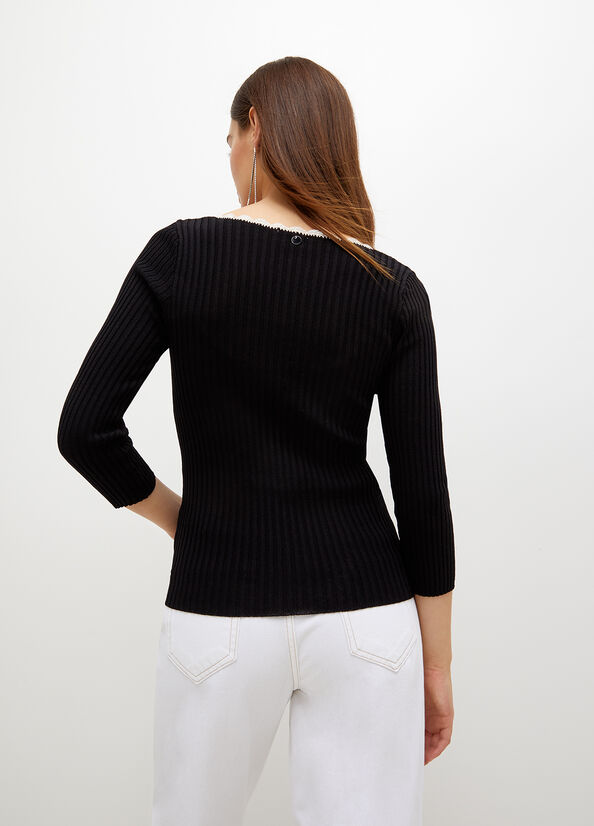 Liu Jo Knit Women's Sweaters Black / White | PDX-547612