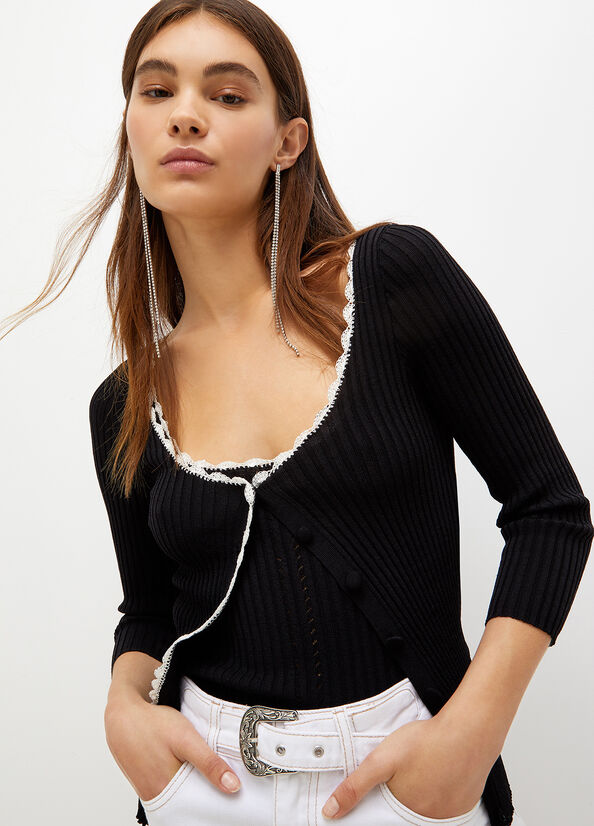 Liu Jo Knit Women's Sweaters Black / White | PDX-547612