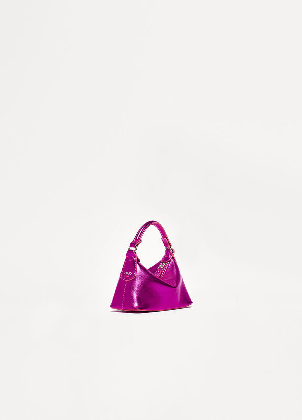 Liu Jo Laminated Leather Micro Hobo Women's Crossbody Bags Fuchsia | PEI-645809