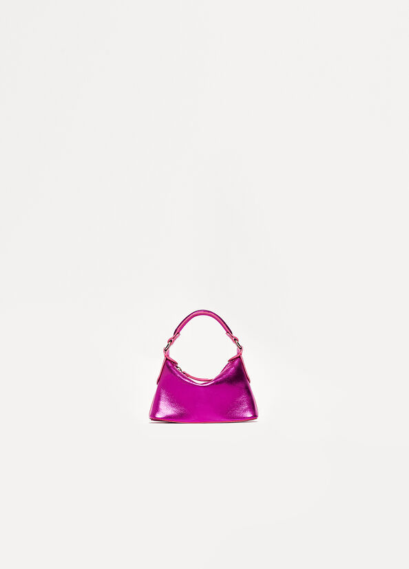 Liu Jo Laminated Leather Micro Hobo Women's Crossbody Bags Fuchsia | PEI-645809