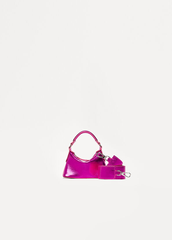 Liu Jo Laminated Leather Micro Hobo Women\'s Crossbody Bags Fuchsia | PEI-645809