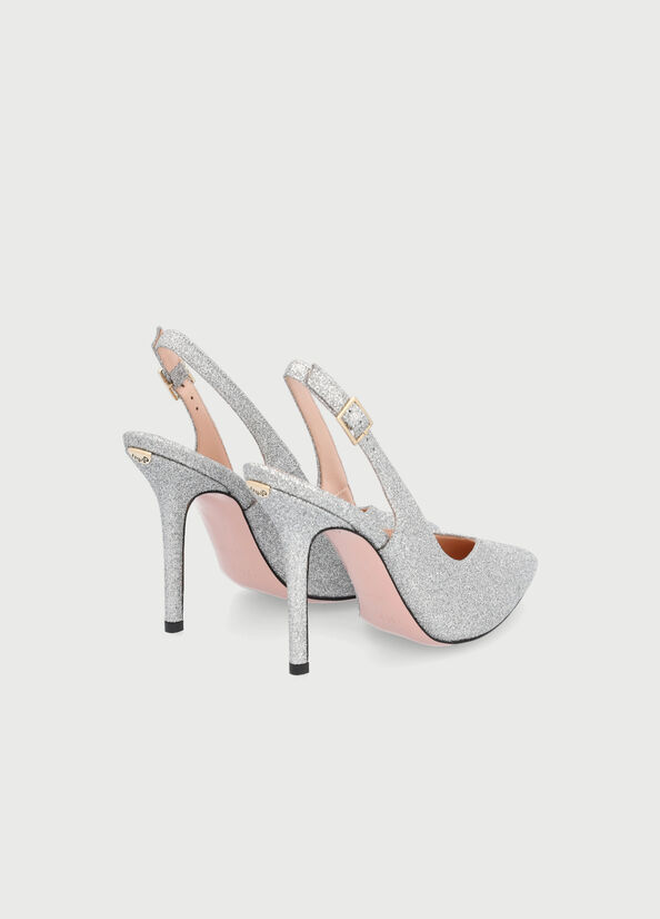 Liu Jo Laminated Slingback Women's High Heels Silver | DIE-986524