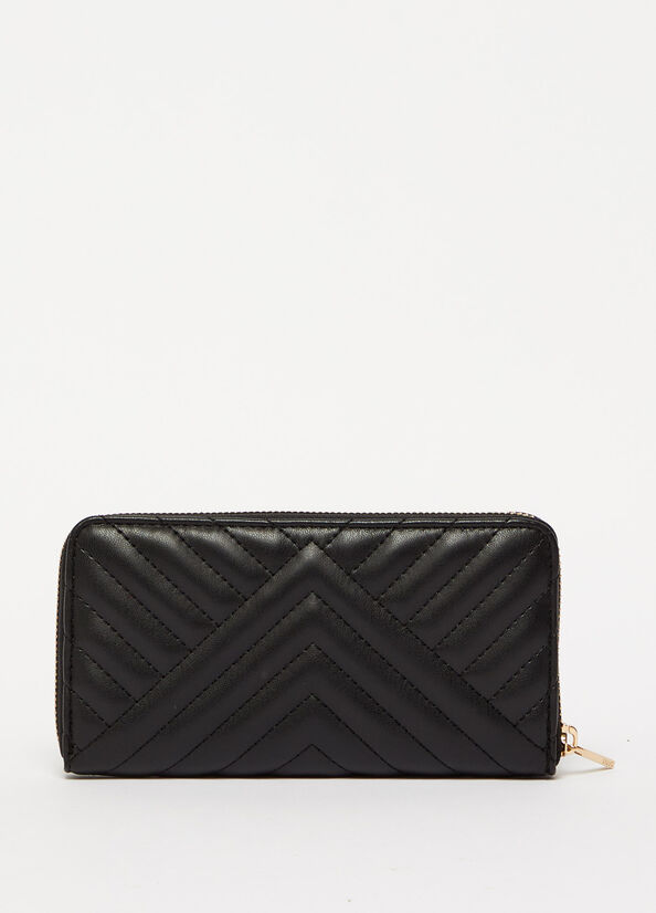 Liu Jo Large Eco-Friendly In Matelassé Women's Wallets Black | FHU-150786