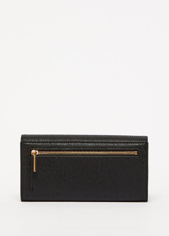 Liu Jo Large With Logo Women's Wallets Black | KDU-076248