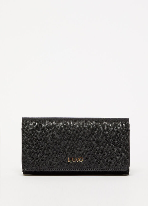 Liu Jo Large With Logo Women\'s Wallets Black | KDU-076248