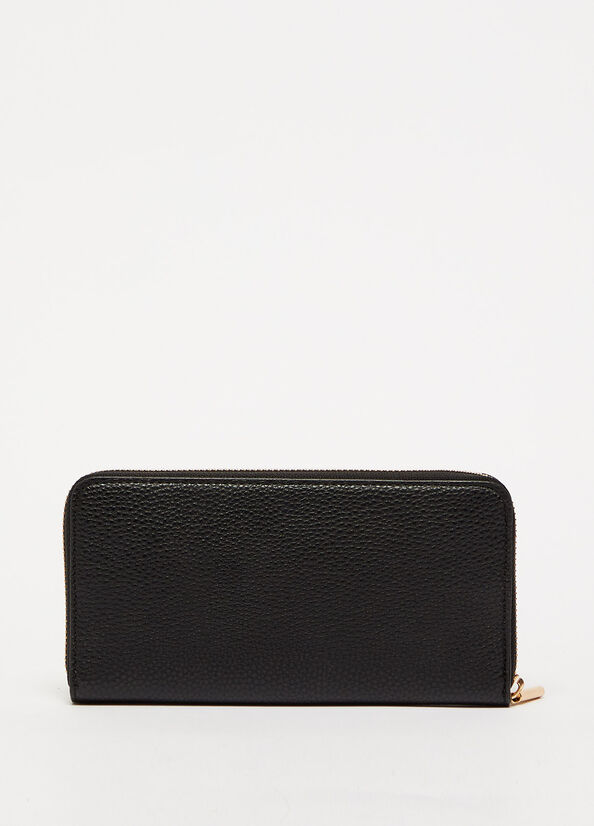 Liu Jo Large With Logo Women's Wallets Black | UEN-497318