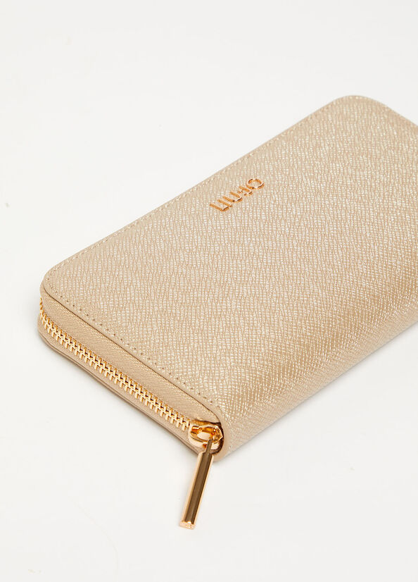 Liu Jo Large Zip-Around Women's Wallets Light Gold | QHE-856279