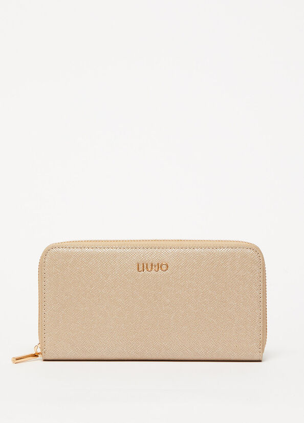 Liu Jo Large Zip-Around Women\'s Wallets Light Gold | QHE-856279