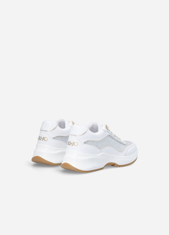 Liu Jo Leather And Gemstone Women's Sneakers White | QAU-547629