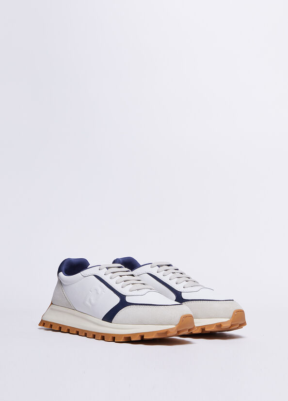 Liu Jo Leather And Suede Men's Sneakers Blue | RBS-425781